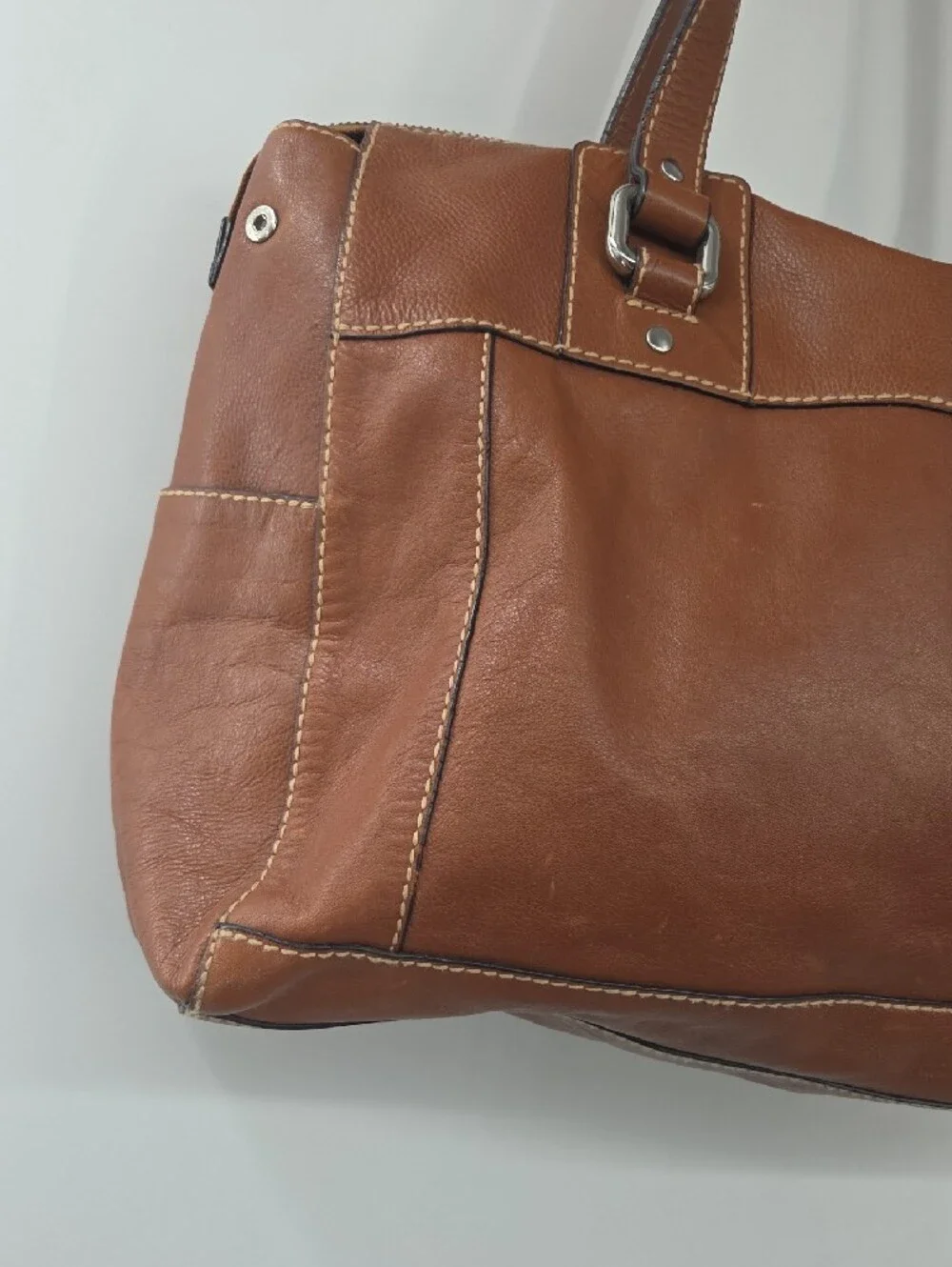Large Fossil Tan Leather Shoulder Bag